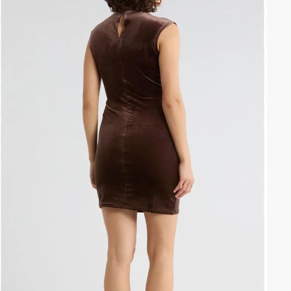 Blu Pepper Brown Velvet Mini Dress